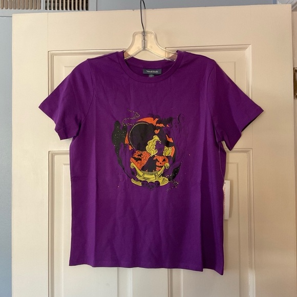 Modcloth When Casual Calls Crew Neck Tee Purple Halloween Witch Size S NWT - Picture 4 of 9